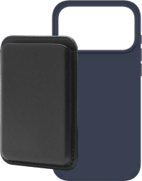 BlueBuilt MagSafe Hoesje iPhone 18 Pro Max Blauw + Kaarthouder Leer Zwart