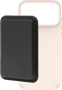 BlueBuilt MagSafe Hoesje iPhone 18 Pro Max Beige + Kaarthouder Leer Zwart