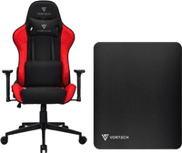 Vortech Essential Gamestoel Rood + Vortech Vloermat Zwart