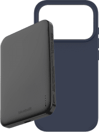 BlueBuilt MagSafe Hoesje iPhone 18 Pro Blauw + Powerbank 5.000 mAh Grijs