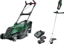 Bosch AdvancedRotak 36V-44-750 + Bosch AdvancedGrassCut 36V-33 + 4,0 Ah Accu (2x) Bosch Power For All 36v gereedschap