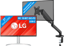 LG 27UP850K-W.AEU + BlueBuilt Monitorarm Gasveer voor 1 Monitor Monitor met VESA mount