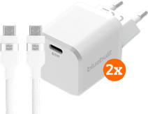 BlueBuilt 65W GaN Usb C Oplader Wit + Usb C Kabel 240W 2m Ny BlueBuilt laptop oplader
