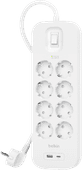 Belkin Stekkerdoos 8-voudig 2 meter met usb A/C 18W Wit Stekkerdoos
