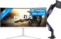 Philips Evnia 34M2C5501A/00 Curved + Vortech Monitorarm met Monitor met VESA mount