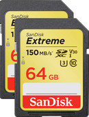 SanDisk SDXC Extreme 64GB 150MB/s Duo Pack SD kaart