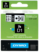 Dymo D1 Naamlabels Zwart-Wit (6 mm x 7 m) 