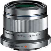 Olympus M.Zuiko Digital 45mm f/1.8 Zilver Olympus lens