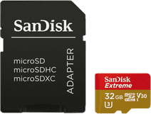 SanDisk microSDHC Extreme 32GB 100MB/s CL10 + SD adapter MicroSD kaart voor smartphone