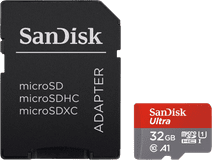 SanDisk MicroSDHC Ultra 32GB 120 MB/s CL10 A1 UHS-1 + SD Ada MicroSD kaart voor smartphone