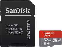 SanDisk MicroSDHC Ultra 32GB 120 MB/s CL10 A1 UHS-1 + SD Ada Sandisk geheugenkaart