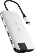 Hyper Slim usb C 8 In 1 Docking Station Silver Docking station USB-C aansluiting