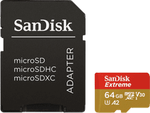 SanDisk MicroSDXC Extreme 64GB 160MB/s + SD Adapter MicroSD kaart voor GoPro action camera