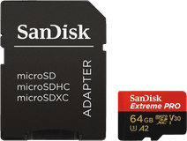 SanDisk MicroSDXC Extreme PRO 64GB 170MB/s + SD Adapter MicroSD kaart voor GoPro action camera