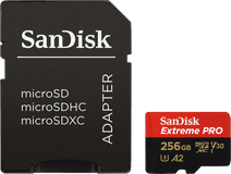 SanDisk MicroSDXC Extreme PRO 256 GB 170MB/s + SD Adapter MicroSD kaart voor GoPro action camera