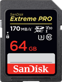 SanDisk SDXC Extreme Pro 64GB 170MB/s Sandisk SD kaart