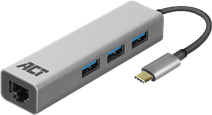 ACT USB-C 3-poorts hub met ethernet Usb C Hub