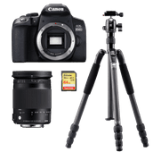 Coolblue Canon EOS 850D + Sigma 18-300mm DC Macro OS HSM + Statief + 64 GB geheugenkaart aanbieding