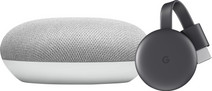 Google Nest Mini Wit + Google Chromecast 3 Smart Home Hub met spraakbesturing