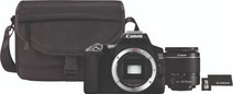 Canon EOS 250D Zwart + 18-55mm f/3.5-5.6 DC III + Tas + 16GB geheugenkaart + doekje Canon spiegelreflexcamera