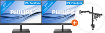 2x Philips 275E1S/00 + NewStar FPMA-D550DBLACK Monitor aanbevolen voor dual of triple set-ups