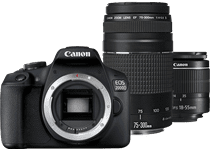 Coolblue Canon EOS 2000D + EF-S 18-55mm f/3.5-5.6 DC III + EF 75-300mm f/4-5.6 DC III aanbieding