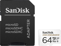 Sandisk Micro SDXC High Endurance 64GB 100MB/s + Adapter Sandisk MicroSD kaart