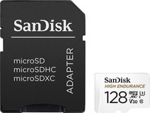 Sandisk Micro SDXC High Endurance 128GB 100MB/s + Adapter MicroSDXC kaart