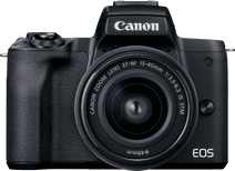 Coolblue Canon EOS M50 Mark II Zwart + EF-M 15-45mm f/3.5-6.3 IS STM Zwart aanbieding