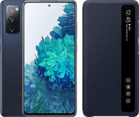 Coolblue Samsung Galaxy S20 FE 128GB Blauw 4G + Clear View Book Case Blauw aanbieding