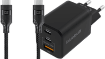 BlueBuilt Power Delivery Oplader 2 Usb C Poorten 65W + Usb C Kabel 1,5m Nylon Zwart Samsung S26 oplader