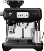 Sage The Oracle Touch Black Truffle piston machine with a bean grinder