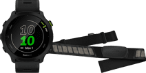 Garmin Forerunner 55 Zwart + Garmin HRM-DUAL Hartslagmeter Borstband Zwart Hardloop horloge met muziekspeler