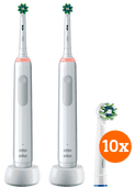 Coolblue Oral-B Pro 3 3000 Duo Pack Wit + CrossAction opzetborstels (10 stuks) aanbieding