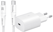 Samsung Super Fast Charging Oplader 25W + Usb C Kabel 2,5m Nylon Wit Apple iPhone oplader