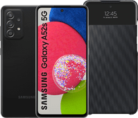 Coolblue Samsung Galaxy A52s 128GB Zwart 5G + Samsung S View Book Case Zwart aanbieding