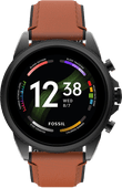 Fossil Gen 6 Display FTW4062 Zwart/Bruin 44mm Smartphone, tablet en slimme horloge in de aanbieding