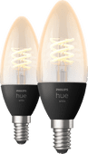 Philips Hue Filament Light White Candle Lamp E14 Duo Pack Philips Hue E14 fitting