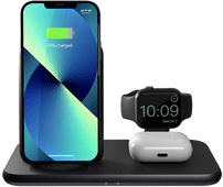 ZENS 3-in-1 Draadloze Oplader 10W met Standaard en Apple Watch Oplader Zwart Draadloze oplader voor smartwatches