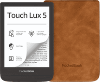 Coolblue PocketBook Touch Lux 5 Ink Zwart + Pocketbook Shell Book Case Bruin aanbieding