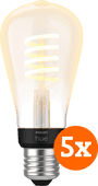 Coolblue Philips Hue Filamentlamp White Ambiance Edison E27 5-pack aanbieding