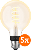 Coolblue Philips Hue Filamentlamp White Ambiance Globe E27 5-pack aanbieding