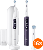 Coolblue Oral-B iO - 8n Wit en Paars Duo Pack + iO Ultimate Clean opzetborstels (16 stuks) aanbieding