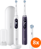 Oral-B iO - 8n White and Purple Duo Pack + iO Ultimate Clean Brush Attachments (8 units) Smart electric toothbrush with app