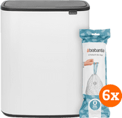 Brabantia Bo Touch Bin 2x 30L White + Trash Bags (120 units) white trash can