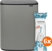 Brabantia Bo Touch Bin 2 x 30 Liter Mineral Concrete Grey + Vuilniszakken (120 stuks) Brabantia prullenbak