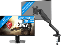 MSI MAG 271QPX QD-OLED E2 + BlueBuilt Monitorarm Gasveer voor 1 Monitor Monitor met VESA mount