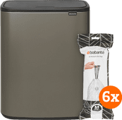 Brabantia Bo Touch Bin 60 Liter Platinum + Vuilniszakken (120 stuks) Brabantia Bo Touch Bin