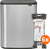 Brabantia Bo Touch Bin 60 Liter Rvs Fingerprint Proof + Vuilniszakken (120 stuks) Prullenbak