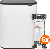 Brabantia Bo Touch Bin 60L White + Trash Bags (2x 60 units) white trash can